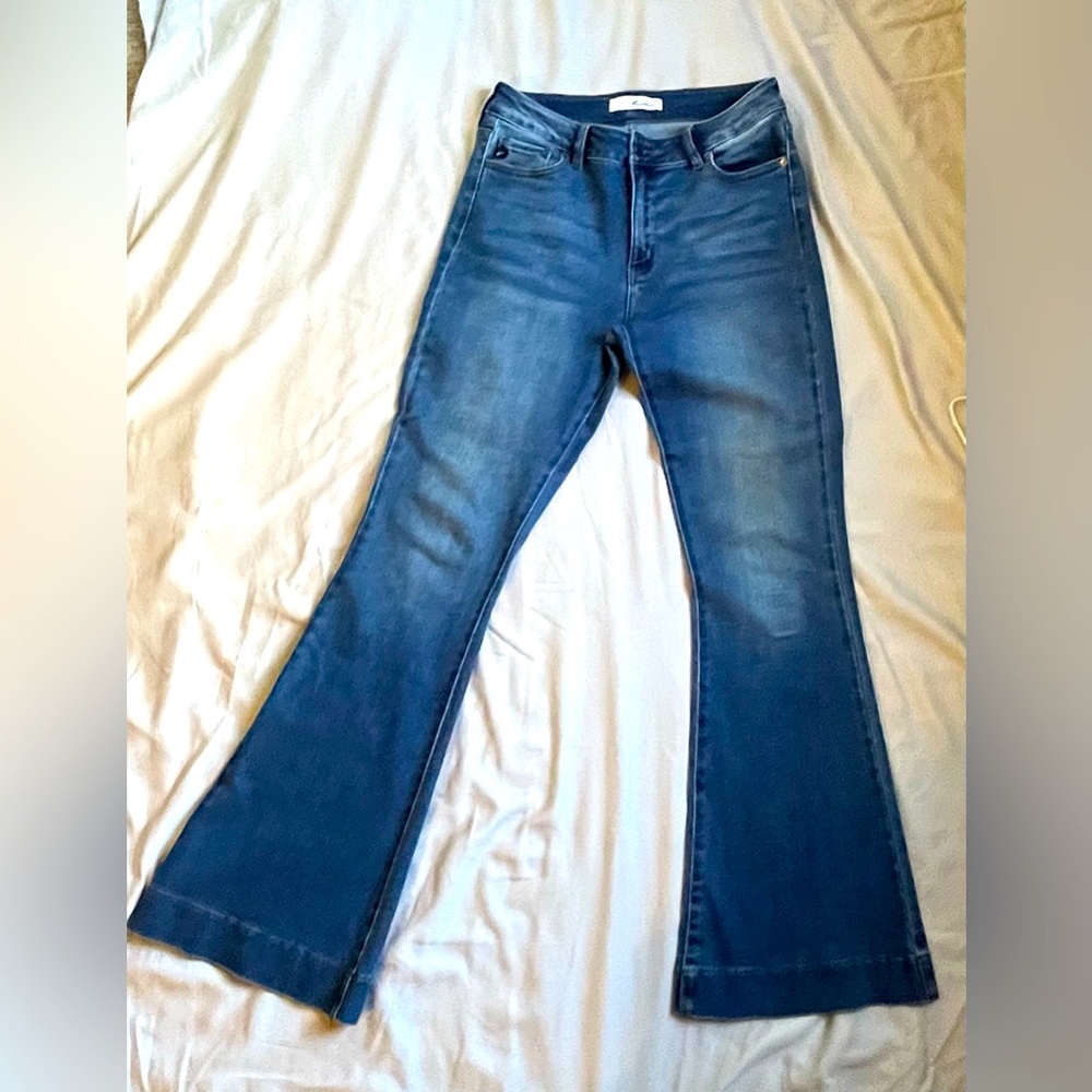 Kancan women’s size 13/30 denim high rise, flare, festive western